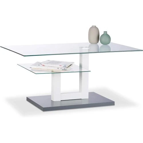 Table de Salon Originale Relaxdays, Verre Rectangulaire, Gris - Vue principale