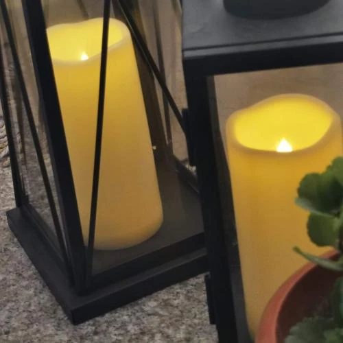 Zoom sur Bougies piliers LED étanches, décoratives, 2 pièces