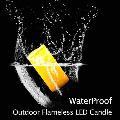 Détail de Bougies piliers LED étanches, décoratives, 2 pièces