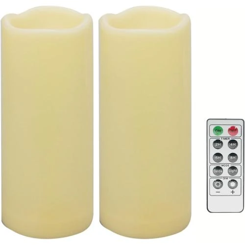 Bougies piliers LED étanches, décoratives, 2 pièces - Vue principale