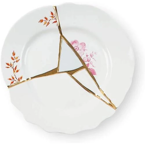 Détail de Assiette fruits porcelaine, or 24 carats, SELETTI