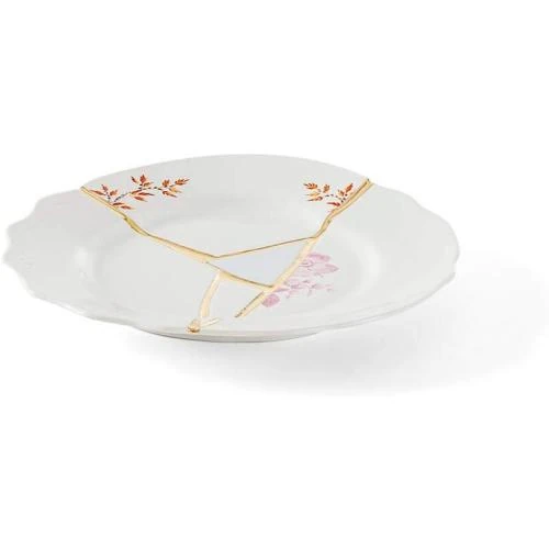 Zoom sur Assiette fruits porcelaine, or 24 carats, SELETTI
