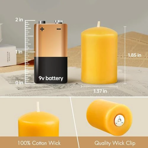 Zoom sur Bougies votives cire d'abeille naturelles, 24 pièces