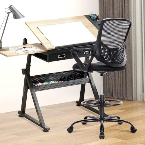 Détail de Chaise de bureau ergonomique, réglable, maille, accoudoirs