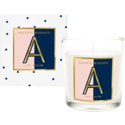 Bougie personnalisable lettre A, parfum grenade, coffret cadeau