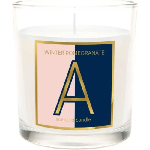 Zoom sur Bougie personnalisable lettre A, parfum grenade, coffret cadeau