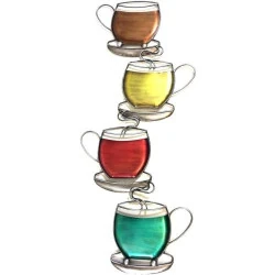 Sculpture Murale Métal Contemporain, Tour de Tasse Colorée
