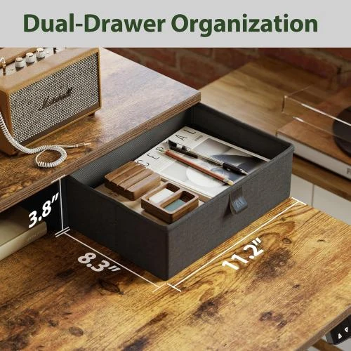 Zoom sur Bureau électrique Agilestic debout, 2 tiroirs, marron rustique