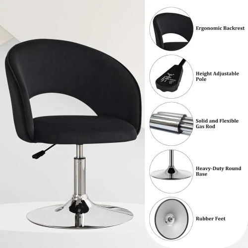 Zoom sur Fauteuil maquillage pivotant 360° Furniliving, noir