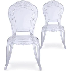 Chaises Transparentes Menzzo Royales Crown Lot de 2