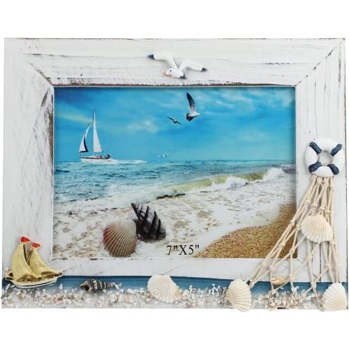 VOSAREA Cadre photo bois nautique, décoration océan - Vue principale