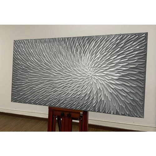 Détail de Amei Art Peinture Huile 3D Fleurs Abstraites Encadrée