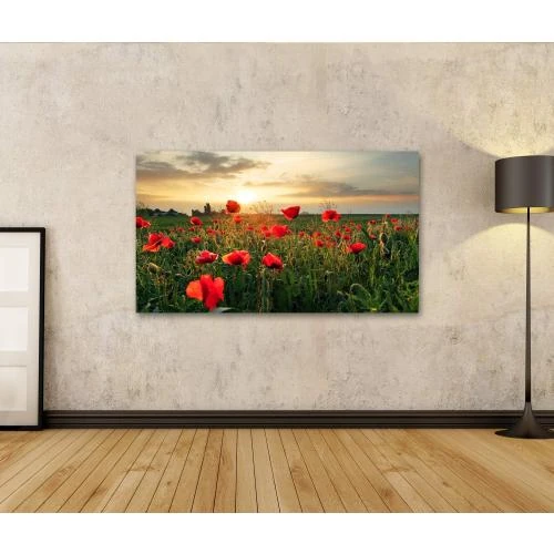 Détail de Tableau Toile Fleur Coquelicots Coucher Soleil Décoration