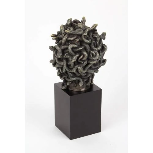Zoom sur Sculpture Tête de Méduse Résine Bronze Veronese Design