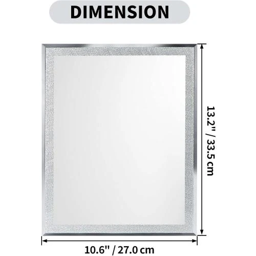 Détail de Miroir de courtoisie argenté, miroir maquillage suspendu, rectangulaire