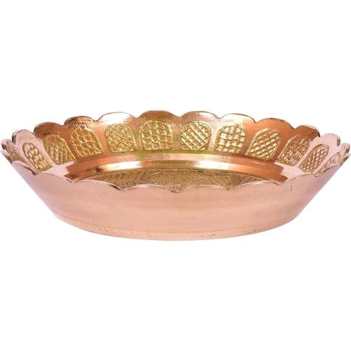 Zoom sur Lot 5 assiettes indiennes laiton fait main, Nakshi