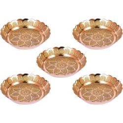 Lot 5 assiettes indiennes laiton fait main, Nakshi