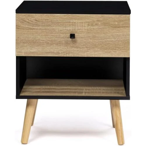 Zoom sur Tables de Chevet Emmie IDMarket, 2 unités, Noir, Hêtre