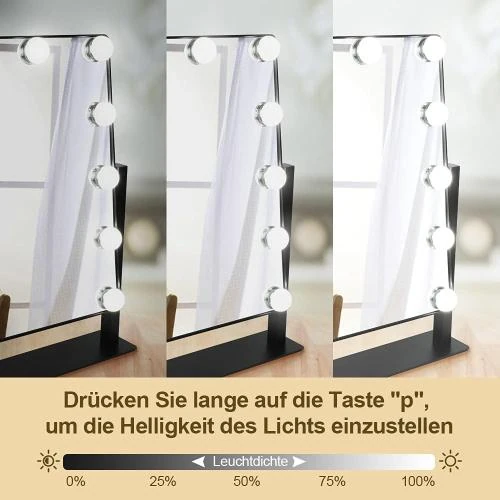 Zoom sur Miroir éclairant Depuley Hollywood, 12 LED, noir, rotatif
