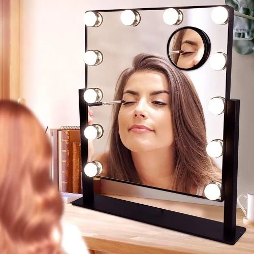 Détail de Miroir éclairant Depuley Hollywood, 12 LED, noir, rotatif