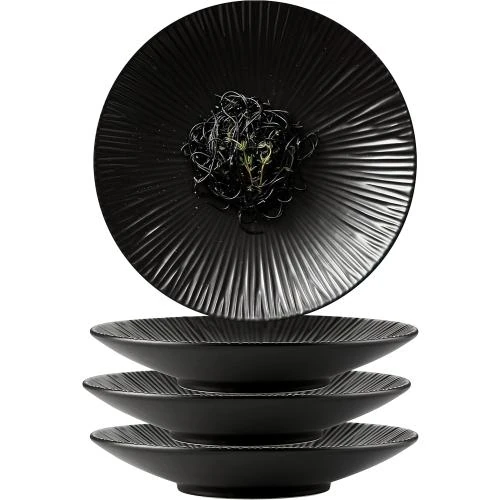 Assiettes plates porcelaine japonaises, lot 4 noir - Vue principale