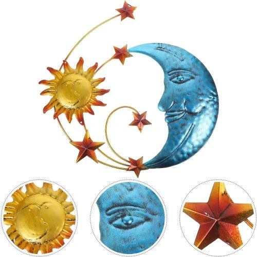 Zoom sur Zerodeko Mosaïque Lune, Soleil, Étoiles, Décoration Murale