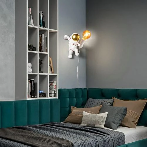 Zoom sur Applique Murale Enfant ACMHNC, Lampe Astronaute, Blanc