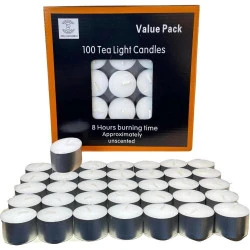 Bougies chauffe-plat blanches, lot 100, non parfumées