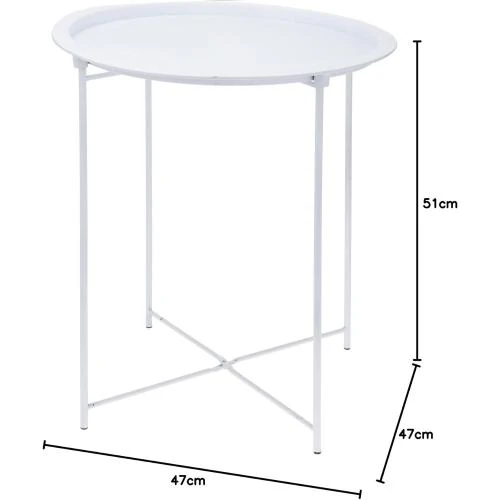 Détail de Table d’appoint metal blanc, design pliable, décor floral