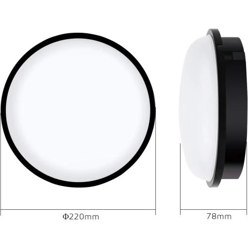 Détail de Lampe LED Rond Plafonnier Applique Eclairage Noir 20W