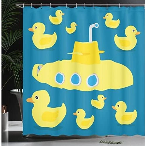 Zoom sur Rideau de Douche ABAKUHAUS Motif Canard en Caoutchouc - Décor Marin