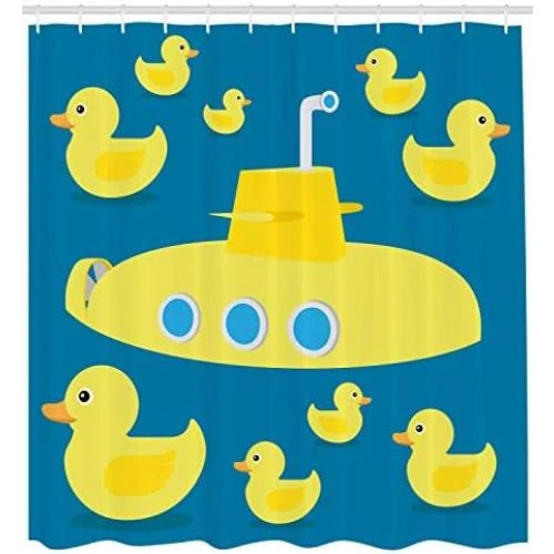 Détail de Rideau de Douche ABAKUHAUS Motif Canard en Caoutchouc - Décor Marin