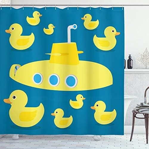 Rideau de Douche ABAKUHAUS Motif Canard en Caoutchouc - Décor Marin - Vue principale