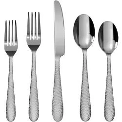 Fourchettes dessert inox martelees, finition miroir, lot 12