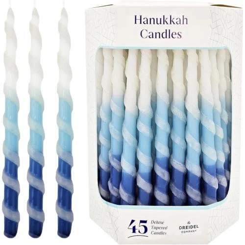 Bougies torsadées luxe bleu, blanc, Menorah Hanoukka - Vue principale