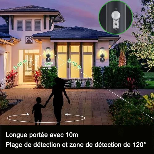 Détail de Applique Murale Extérieure QFZWJ, Acier Inoxydable, Noir