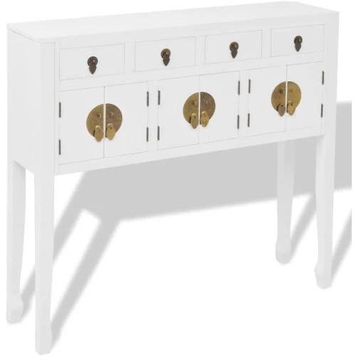 Buffet Chinois Bois Massif Blanc Vidaxl, Meuble Rangement - Vue principale