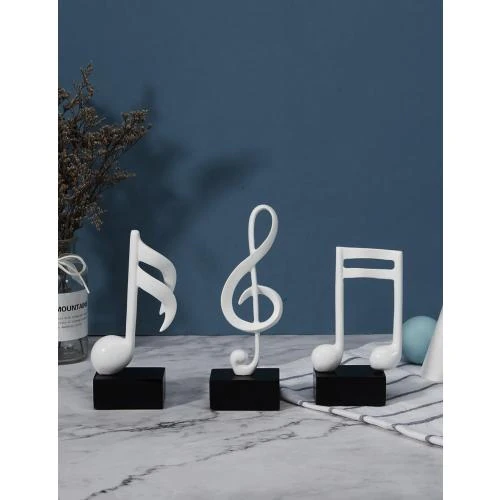 Détail de Sculpture Musicale Résine, 3pcs, Figurines Décoratives Blanc