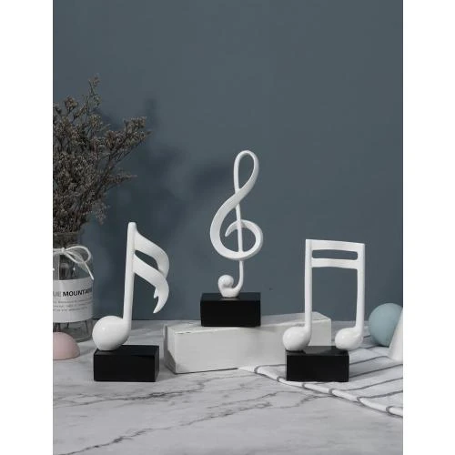 Zoom sur Sculpture Musicale Résine, 3pcs, Figurines Décoratives Blanc
