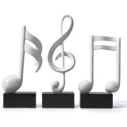 Sculpture Musicale Résine, 3pcs, Figurines Décoratives Blanc