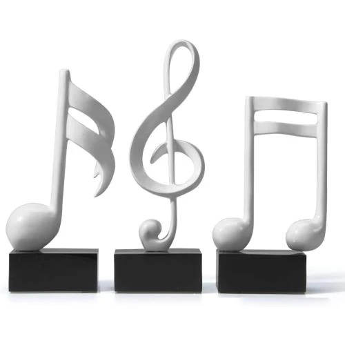 Sculpture Musicale Résine, 3pcs, Figurines Décoratives Blanc - Vue principale