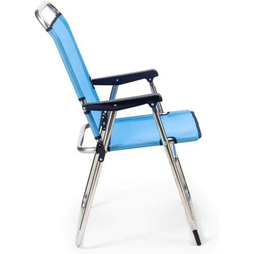 Zoom sur Chaise Plage Pliante Marinera Bleu, Dossier Haut, Solenny