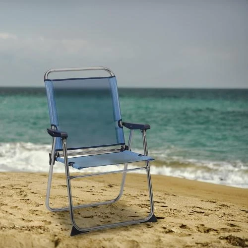 Détail de Chaise Plage Pliante Marinera Bleu, Dossier Haut, Solenny