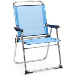 Chaise Plage Pliante Marinera Bleu, Dossier Haut, Solenny