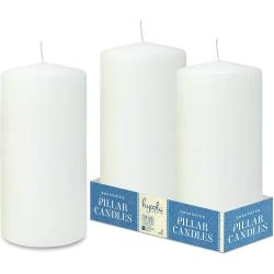 Bougies Blanches Piliers Inodores, Pack de 2, Européennes