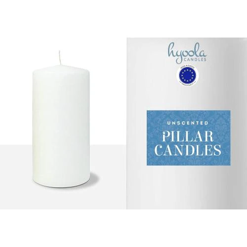 Zoom sur Bougies Blanches Piliers Inodores, Pack de 2, Européennes