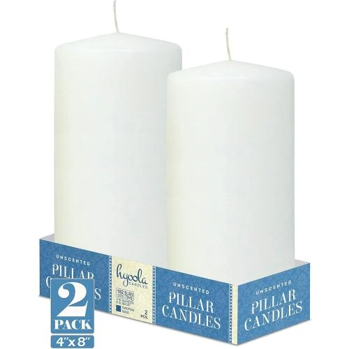 Détail de Bougies Blanches Piliers Inodores, Pack de 2, Européennes