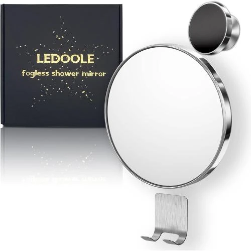 Miroir douche LEDOOLE, anti-brouillard, support rasoir, chrome - Vue principale