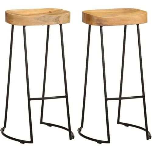 Tabourets de Bar Bois Massif Mango, 2 pièces VidaXL - Vue principale