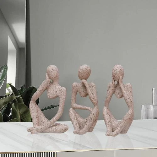 Détail de OKESYO Lot 3 Sculptures Abstraites Résine, Décoration Moderne